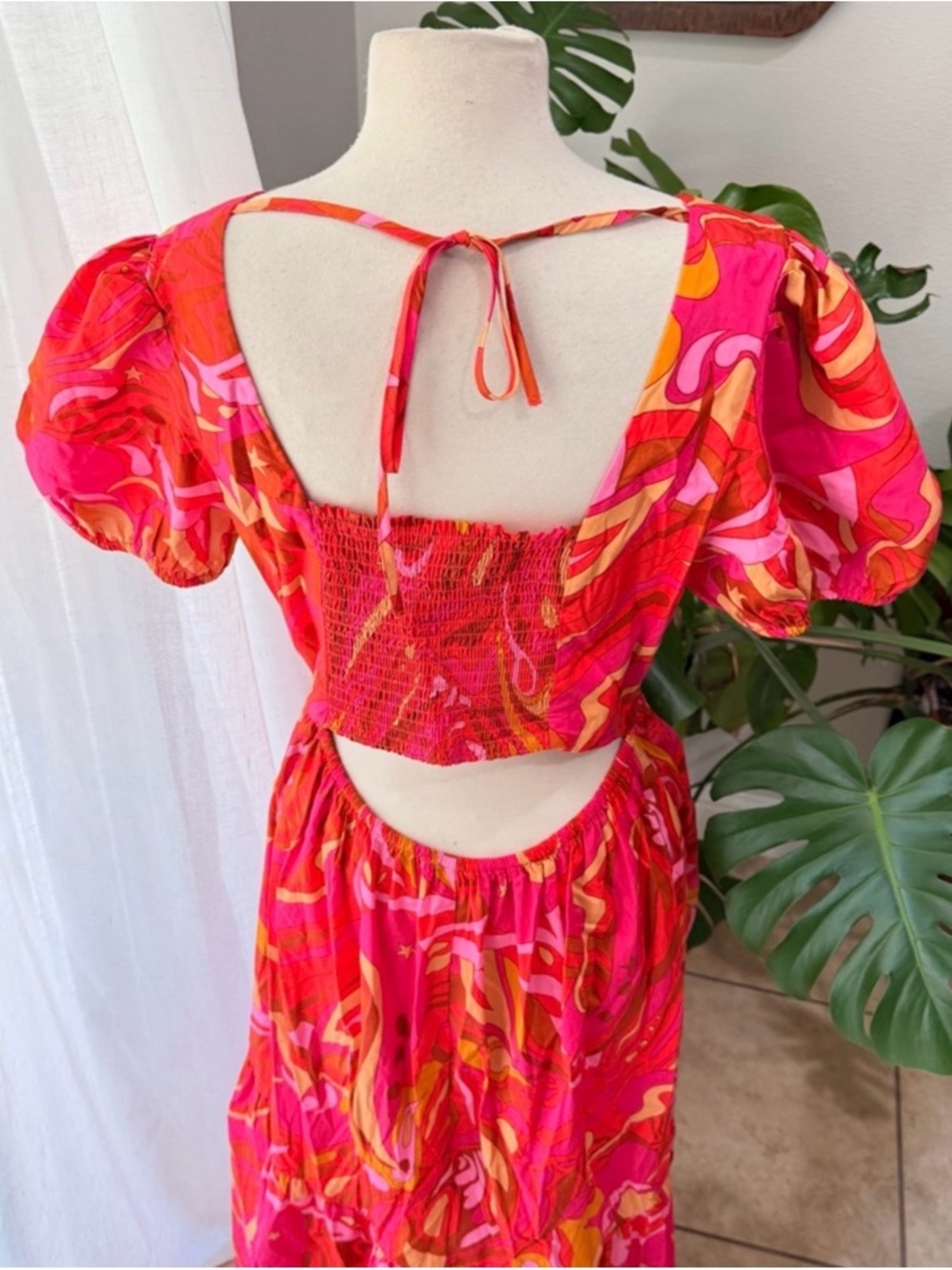 1. State Vibrant Pink & Orange Abstract Maxi Dress - Picture 3 of 4